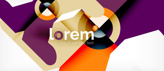 Geometric colorful shapes composition abstract background. Minimal dynamic design