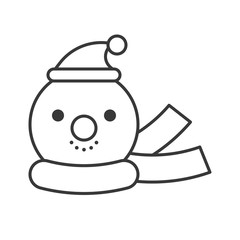 snowman editable outline icon, winter christmas theme