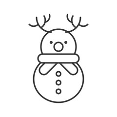 snowman editable outline icon, winter christmas theme