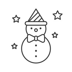 snowman editable outline icon, winter christmas theme