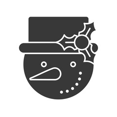 snowman icon in silhouette design for use as material in christmas theme