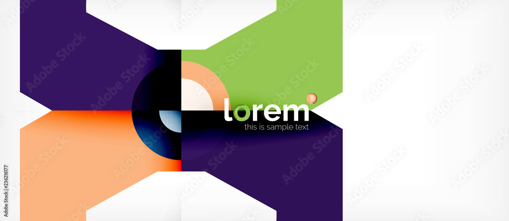 Wall mural geometric colorful shapes composition abstract background. minimal dynamic design