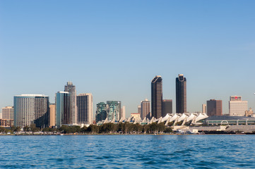 view of san diego skyline with convention center