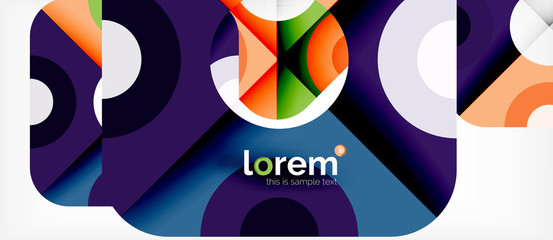 Geometric colorful shapes composition abstract background. Minimal dynamic design