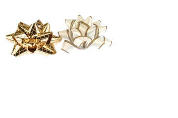 yellow bows isolated on the white background