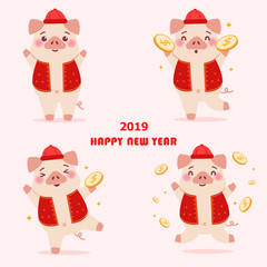 cartoon pig with 2019