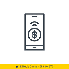 Mobile Payment (Electronic Payment) Icon / Vector - In Line / Stroke Design