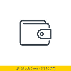 Wallet Icon / Vector - In Line / Stroke Design