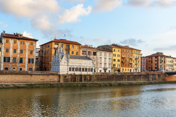 Fototapeta na wymiar Church of Santa Maria de la Spina on the bank of Arno river. Pisa, Italy