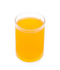 Orange juice glass, isolated on white background
