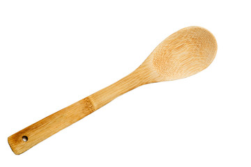 wooden spoon on white background isolated object