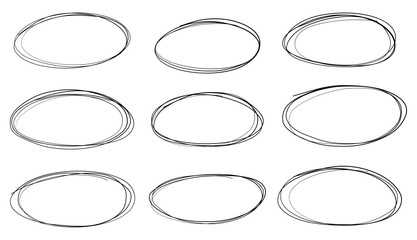 Set of the hand drawn scribble circles