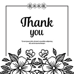 Vector Thank you greeting card with cute floral elements