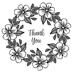 Vector thank you decorated floral hand draw