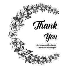 Vector thank you decorated floral hand draw