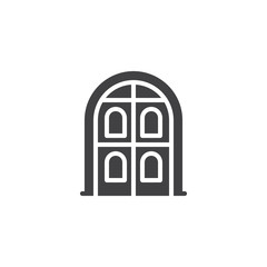 Arch door vector icon. filled flat sign for mobile concept and web design. Arched wooden doors simple solid icon. Symbol, logo illustration. Pixel perfect vector graphics