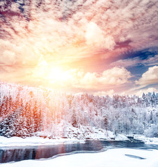 Sunshine winter landscape