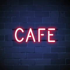 Red cafe neon sign vector