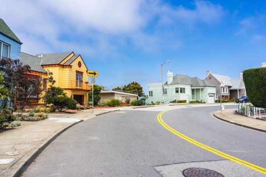 Residential Street In The Golden Gate Heights Neighborhood, San Francisco, California