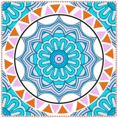 Floral Geometric Pattern with hand-drawing Mandala. illustration. For fabric, textile, bandana, pillowcarpet print.
