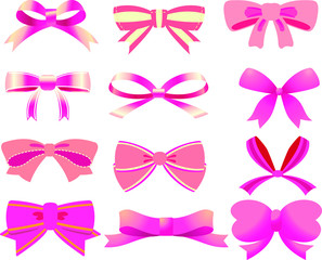 Pink ribbon shaped like a butterfly set