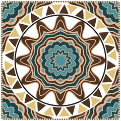Design for square fashion print. For pocket, shawl, textile, bandanna. Mandala floral pattern. Vector illustration.