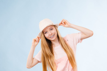 Happy woman wearing summer outfit