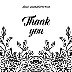 Thank you vector decorated cute floral for greeting card