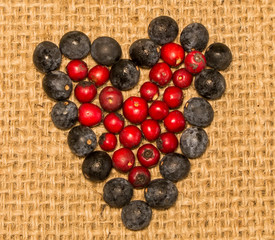 Heart from blackthorn fill in with hawthorn fruits