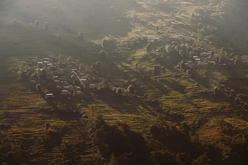 Fototapeta na wymiar Upper Town In High Mountain, Nepal