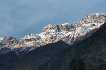 Fototapeta na wymiar High ice mountain in Nepal