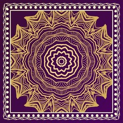 Design for square fashion print. For pocket, shawl, textile, bandanna. Geometric floral pattern. Vector illustration.