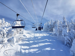 Chairlifts and trails at ski resort