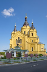Fototapeta na wymiar Alexander Nevsky Cathedral in Nizhny Novgorod on a summer day, Russia. Built in the years 1868-1881