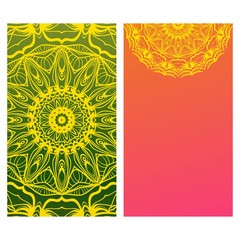 Templates for Greeting and Business cards. Vector Illustration. Oriental Pattern with. Mandala. Wedding invitation