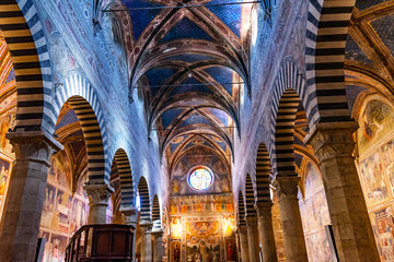Nave Collegiate Church Santa Maria Assunta San Gimignano Tuscany Italy - obrazy, fototapety, plakaty