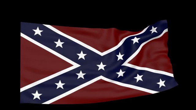 confederate flag over black 3d animation