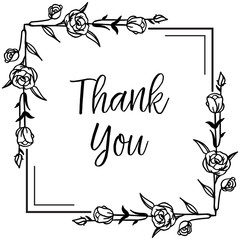 flowers with leafs in vector with thank you text