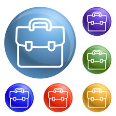 Obraz premium Suitcase icons set vector 6 color isolated on white background