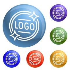 Logo emblem icons set vector 6 color isolated on white background