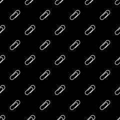 Vector seamless pattern of white paper clip on black background. Vector paper clip symbol seamless pattern.