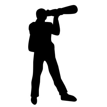 recommend clip art: silhouette of proffesional photographer using DSLR with big long lens