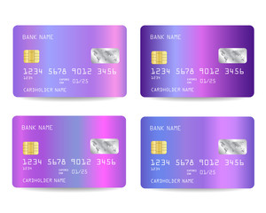Vector Realistic detailed credit cards with holographic background
