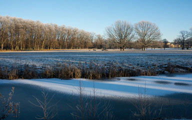 Park View at the island Drottningholm at first winterday in Stockholm	