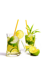 Lemonade with marijuana in a glass