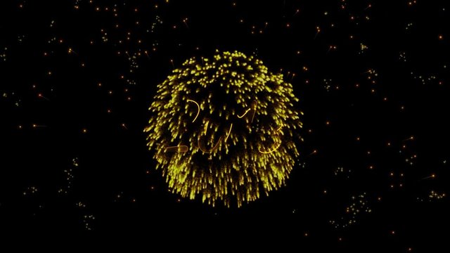2019 Greeting text with particles, colored fireworks, sparks and stars with beautiful glitter effect on background.