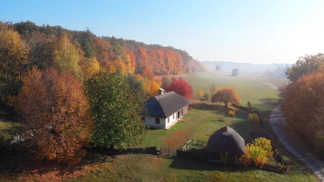 Thatched Roofs of Traditional Homes in Rural Ukraine