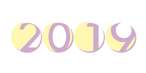 Abstract new year 2019, vector creative text into the circle