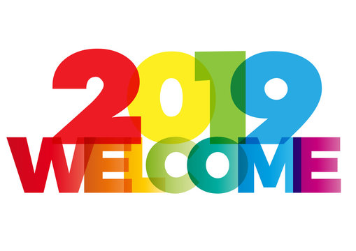 welcome new year 2019 creative colorful text
