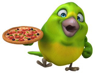 Fun green bird - 3D Illustration